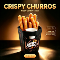 Boîte en carton auto-élevante personnalisée en papier recyclé pour frites, churros, lait avec emplacements pour sauce et impression de logo sur mesure