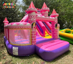 Castillo Inflable Comercial y Brincolín Combinado, Castillo <span class=keywords><strong>de</strong></span> Princesa Rosa 5x5x4m, Capacidad <span class=keywords><strong>de</strong></span> 1000KG, Fácil <span class=keywords><strong>de</strong></span> Instalar - Product Image 4