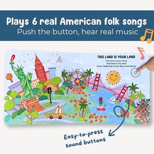Discover Folk Music Sound Book para bebés con 6 canciones folclóricas americanas reales Libro de tablero interactivo con música - Product Image 2