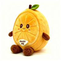 Coussin décoratif rond en forme de tranche d'orange, peluche en forme de fruit avec tige et feuilles