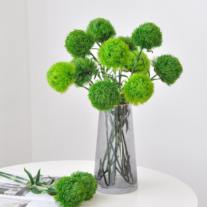 Composition florale artificielle en forme de boule de poils verts, avec feuilles et boule de épines, en PVC souple, pour la décoration paysagère - Product Image 2