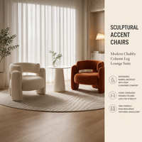 Fauteuil en velours crème léger, ensemble table basse pour balcon, réception/consultation, salon de beauté, salle d'attente