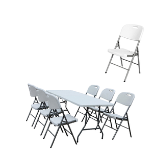 Table pliante rectangulaire moderne en HDPE de 180 cm, couleur noire, pour usage extérieur, pliage central, vente en gros - Product Image 6