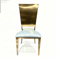 Chaise de mariage en acier inoxydable doré, dossier haut incurvé, assise avec coussin blanc, pour salle à manger