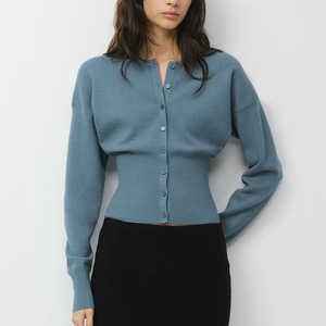 Women's Knitted V-Neck Button-Up Full <b>Sleeve</b> Solid Color Minimalist Style Regular Fit Autumn Wear Anti-Pilling Feature - Product Image 4