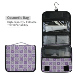 Aloha Hawaiian Custom Purple Quilt Checked Waterproof Foldable Organizer <b>Toiletry</b> Hanging Makeup <b>Storage</b> Cosmetic Bags - Product Image 3