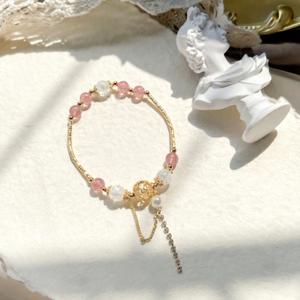 Bracelet en perles de cristal de fraise naturel, symbole d'amour et d'amélioration des relations, cadeau pour les amis - Product Image 4