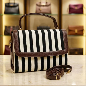 Sac à main structuré intemporel de couleur unie avec poignée supérieure, fermeture à bouton-pression, en mélange de coton et cuir PU, nouvelle mode - Product Image 1