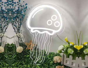 Lámpara medusas <span class=keywords><strong>LED</strong></span> luces de neón para regalos de Cumpleaños de Niños para decoración de pared <span class=keywords><strong>OK</strong></span> gesto luces <span class=keywords><strong>LED</strong></span> con luz ajustable - Product Image 1