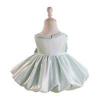 Robe sans manches pour bébé fille, col Claudine, vert clair, avec nœud, style robe bouffante, pour 100 jours, 1er anniversaire, demoiselle d'honneur, mariage