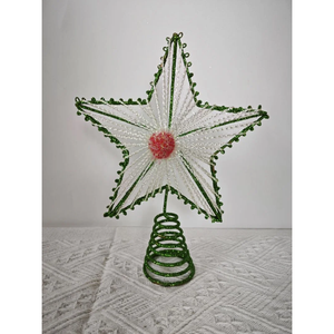 Árbol de Navidad Topper Navidad iluminado Mental ratán árbol estrella con polvo dorado - Product Image 1