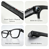 Lunettes Intelligentes M08T avec Caméra HD 8MP, Assistant Vocal IA, Traduction en Temps Réel, Appel Bluetooth, Contrôle Tactile, Lunettes Audio