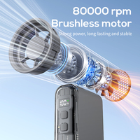 Ventilateur portable pliable à moteur sans balais 80000 tr/min, batterie 4000 mAh, alimentation USB/batterie, multi-vitesses, mini, pour extérieur et usage domestique