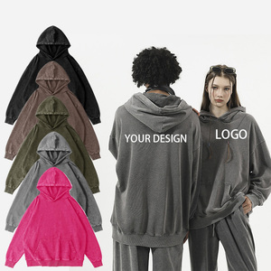Sudaderas con capucha informales para hombre 350 GSM poliéster/algodón sudaderas lavadas con patrón de letras de talla grande otoño - Product Image 1