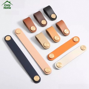Colorful Soft Leather Brass <strong>Knob</strong> Handle Simple Cabinet Handles Drawer Wardrobe Pulls Handles Solid Brass Kitchen Cabinet Handle - Product Image 4