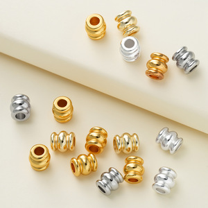Three Layer Spacer Beads Barrel Shape <b>Copper</b> Plated 14K Gold Silver For <b>Bracelet</b> Making Jewelry Findings Components - Product Image 1