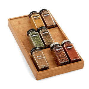 Modern 3-Tier Spice Pantry Kitchen Cabinet Organizer Shelf Bamboo Spice Rack Drawer Organiser Herb Jar Tray
