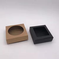 Boîtes d'emballage cadeau en papier kraft noir recyclables de luxe pour cartons d'affichage de fenêtre de noël avec aimants de réfrigérateur et sous-verres