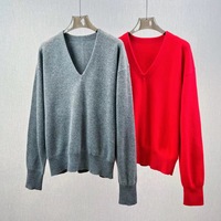 Pull en laine/cachemire tricoté à col en V et manches longues pour femme, style coréen, automne/hiver, design simple et tendance