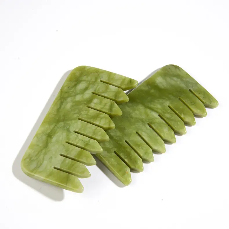 Xiu yan jade green comb jade stone scraping massage tool gua sha board jade comb