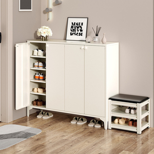 Niveles de armario Almacenamiento de acero Gabinetes de zapatos ajustables de metal blanco <span class=keywords><strong>con</strong></span> puertas y estantes Muebles modernos para el hogar y la sala de estar - Product Image 1