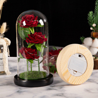 Fleurs artificielles LED Galaxy Three Rose en verre, plastique et flanelle, pour usage intérieur, décoration de mariage, Saint-Valentin créative