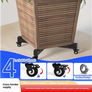 Chariot de <span class=keywords><strong>support</strong></span> d'usine transfrontalier en acier au carbone avec roues à <span class=keywords><strong>roulettes</strong></span> verrouillables pour étagère à fleurs - Product Image 3