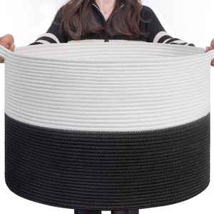 Extra <b>Large</b> Blanket Woven Laundry <b>Basket</b> 21.7x 13.8 Inch Cotton Rope Laundry Hamper Living Room for <b>Storage</b> Toys Clothes - Product Image 1