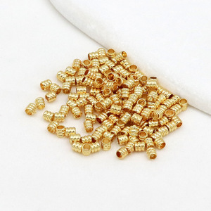 Cuentas de Barril de Tres Capas de Cobre Chapado en Oro de 18k D162, Accesorios de Joyería DIY - Product Image 4
