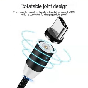 2.4A Fast Charging Nylon Braided LED Magnetic <strong>USB</strong> <strong>Cable</strong> <strong>3</strong> in 1 Magnetic <strong>Cable</strong> 1 Meter Micro <strong>Usb</strong> Type C Date Charging <strong>Cable</strong> - Product Image 2