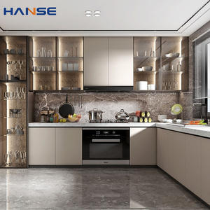 사용자 정의 나무 찬장 캐비닛 세트 디자인 현대 옻칠 매트 마감 나무 부엌 캐비닛 아파트 - Product Image 5