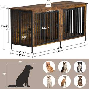 Cama para mascotas de madera maciza XXL de 78 pulgadas, caja doble para perros, divisor de perrera, soporte de TV resistente para perros de raza grande, cama estilo mueble - Product Image 2