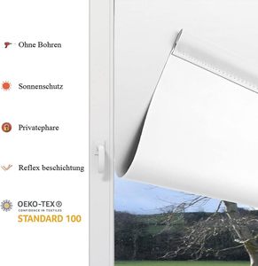 Stores occultants thermiques blancs Klemmfix, pas de perçage requis pour les fenêtres et les portes - Product Image 6