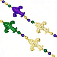 Colliers à perles Fleur-de-Lis du Mardi Gras |   Bijoux en perles en plastique pour fête du festival de la Nouvelle-Orléans
