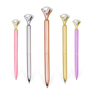 Hot Selling Promotionele Metalen Balpen Leuke Grote Diamant Pen Creatieve Briefpapier Metalen Pen Voor Cadeaus