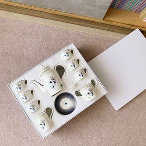 Service à café et tasses à thé en porcelaine de luxe européenne motif fleur de Ginkgo bleue, vaisselle en porcelaine fine pour le thé de l'après-midi – Vente chaude - Product Image 1