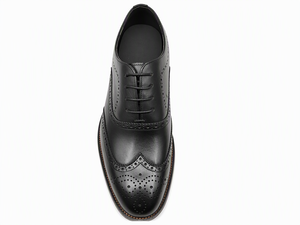 <b>Black</b> Genuine Leather Wingtip <b>Brogue</b> Oxfords for <b>Men</b> Lace Up Dress <b>Shoes</b> Round Toe Anti Slip Rubber Sole Office Career Business - Product Image 4