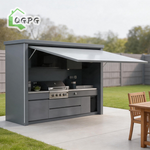 Abri de <span class=keywords><strong>cuisine</strong></span> extérieur en acier inoxydable à ouverture motorisée, avec grill intégré, évier et rangement, directement de l'usine, pour l'extérieur australien - Product Image 2
