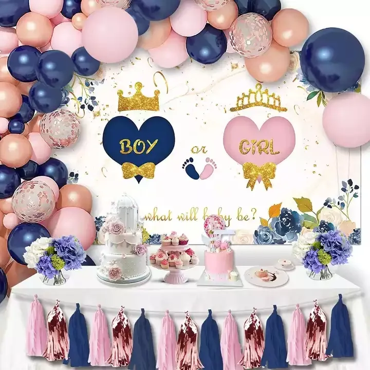 Wholesale Navy Blue Gender Reveal Parti Decor Boy Or Girl Latex Balloon Garland Arch Kit Globos Supplier Kids Toys Shower Balls
