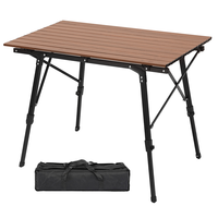 Table pliante portable en aluminium pour l'extérieur, table de camping, de plage et de pique-nique avec pieds réglables et sac de transport