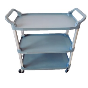 Chariot de service hôtelier en plastique à trois niveaux Shanghe 103x96x50cm, silencieux, pour la livraison de nourriture en milieu commercial - Product Image 4