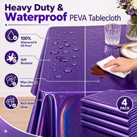 Nappe en PEVA imperméable, rectangulaire, jetable, en plastique, couleur holographique violette, pour mariage, dîner, fête, extérieur