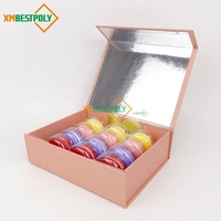 Boîte en carton rigide pliable de luxe personnalisée pour desserts, avec couvercle à fermeture magnétique, élégante boîte cadeau pour macarons et biscuits, emballage magnétique
