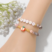 2 pulseras de plataforma de cerámica suave de 19 cm con cuentas de piedra natural, a la moda, para el Día del Maestro, para mujer, con tarjetas