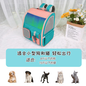 <b>Foldable</b> Colorful Pet <b>Backpack</b> For Dogs And Cats Portable Expandable Pet Bag 18000 Capacity Gray Iridescent Blue - Product Image 3