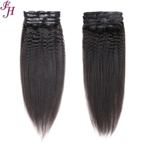 Extensiones de Cabello con Clip FH Seamless, Color Negro Natural, Estilo Kinky Straight - Product Image 2