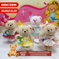 Ours en peluche mignon jouet en peluche personnalisé en gros jouet animal en peluche avec accessoire de jupe à pois rouges