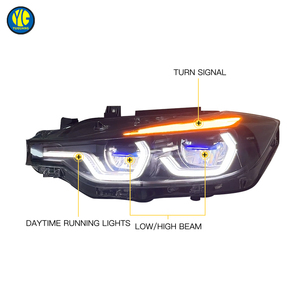 Faros Delanteros YU GUANG para <span class=keywords><strong>BMW</strong></span> Serie 3 <span class=keywords><strong>F30</strong></span> <span class=keywords><strong>320i</strong></span> LCI F35 <span class=keywords><strong>2013</strong></span> 2015 2018, Actualización a LED Completo, Blanco y Amarillo, DRL Conmutable, Faros Ikon - Product Image 3