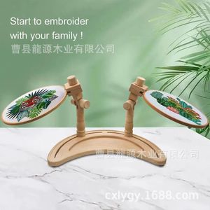 Wooden Embroidery Frame Round Adjustable Cross Stitch <b>Stand</b> Household Craft Tool - Product Image 3