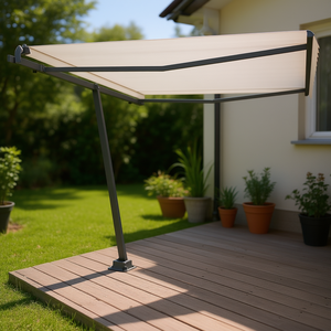 Auvent en fer anthracite 177,2''x96,5'' rétractable mural pour patio, style moderne, commande manuelle - Product Image 2